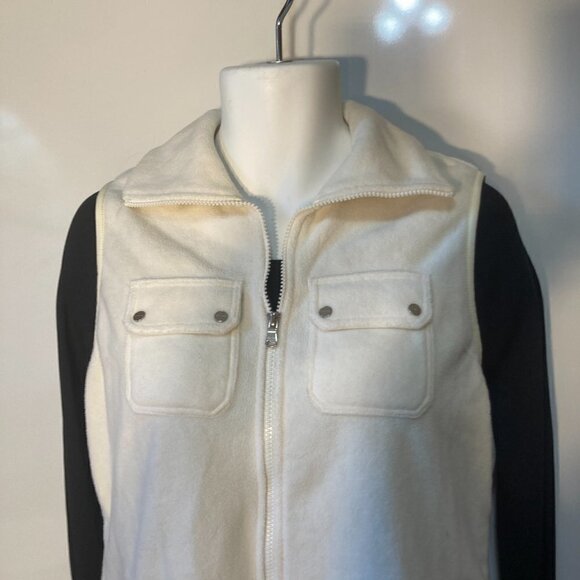 Chaps Sport SZ L Ivory Zip Front Outerwear Vest Poly Fleece warm comfy - Picture 2 of 13